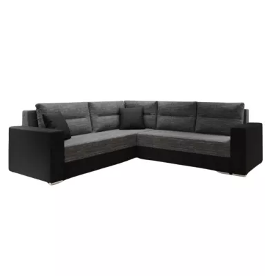 Rohová rozkládací sedací souprava HEMILY 3 - černá ekokůže / šedá