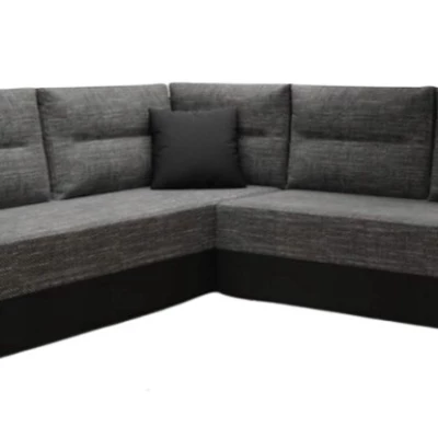 Rohová rozkládací sedací souprava HEMILY 1 - černá ekokůže / šedá