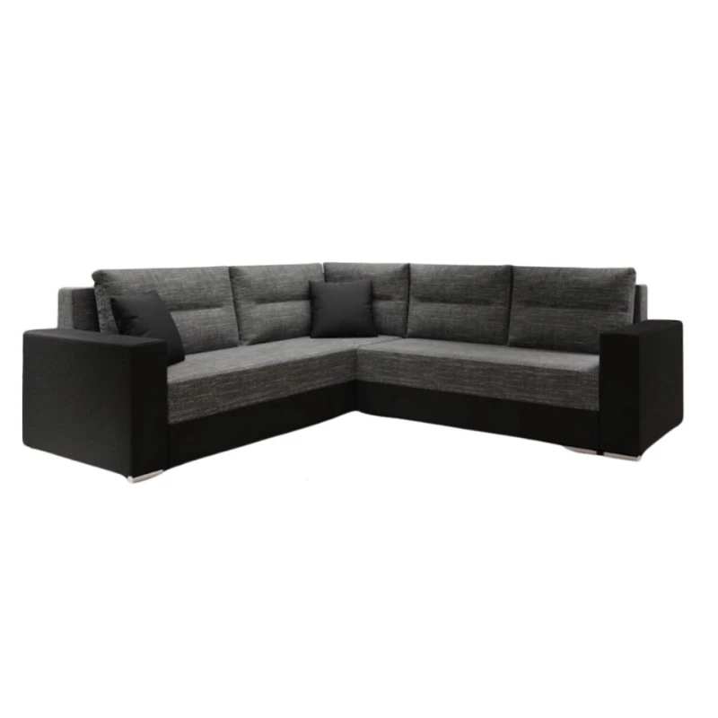 Rohová rozkládací sedací souprava HEMILY 1 - černá ekokůže / šedá
