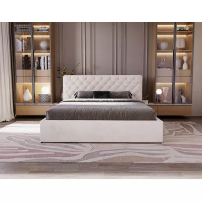 Pohodlná čalouněná postel 120x200 MARLISA SLIM 1 s úložným prostorem - vanilková