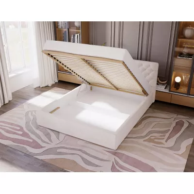 Pohodlná čalouněná postel 160x200 MARLISA SLIM 1 s úložným prostorem - béžová