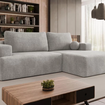 Rohová rozkládací sedačka ILUDIA - stříbrná, pravý roh