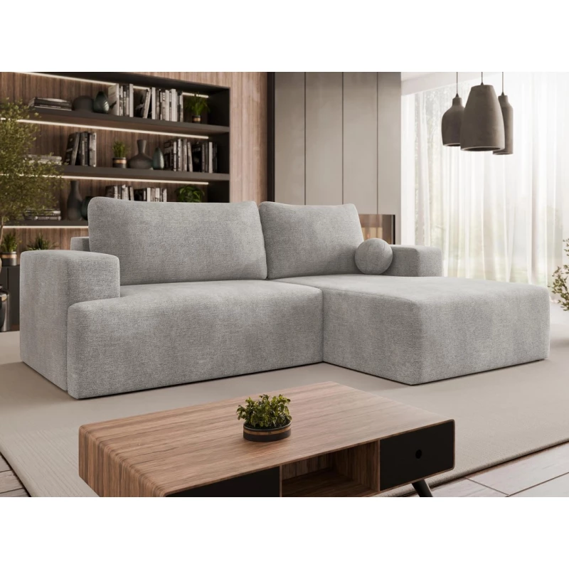 Rohová rozkládací sedačka ILUDIA - stříbrná, pravý roh