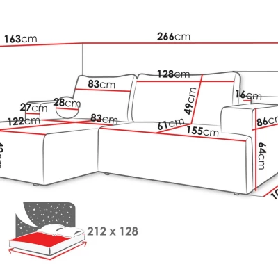 Rohová rozkládací sedačka ILUDIA - stříbrná, pravý roh
