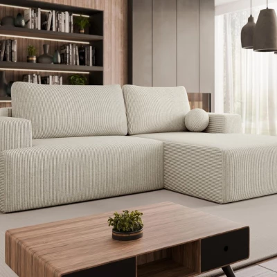 Rohová rozkládací sedačka ILUDIA - špinavá bílá, pravý roh