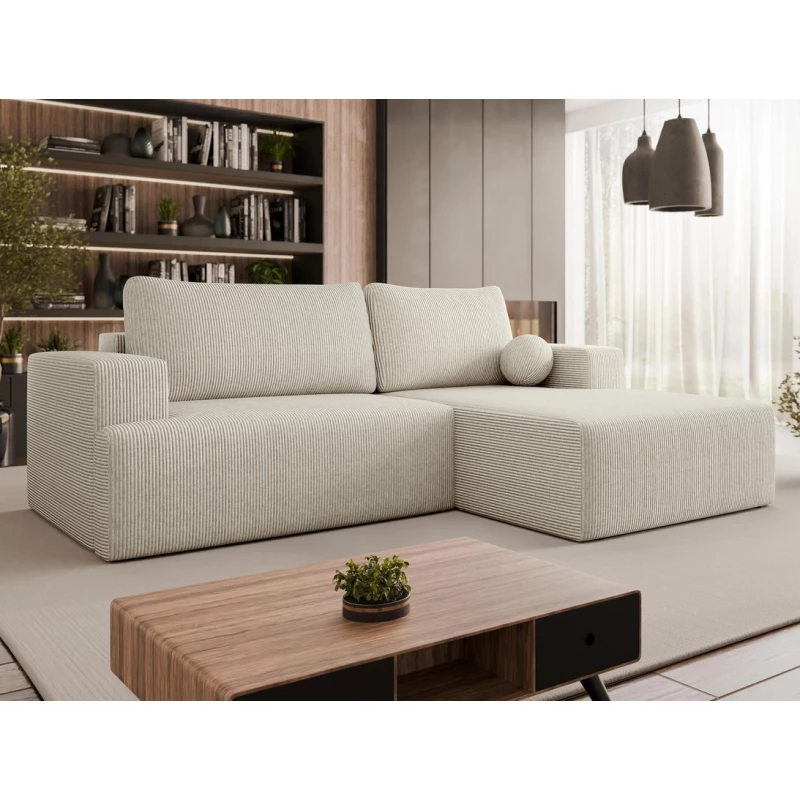 Rohová rozkládací sedačka ILUDIA - špinavá bílá, pravý roh