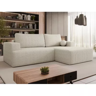 Rohová rozkládací sedačka ILUDIA - špinavá bílá, pravý roh