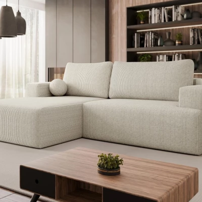 Rohová rozkládací sedačka ILUDIA - špinavá bílá, levý roh