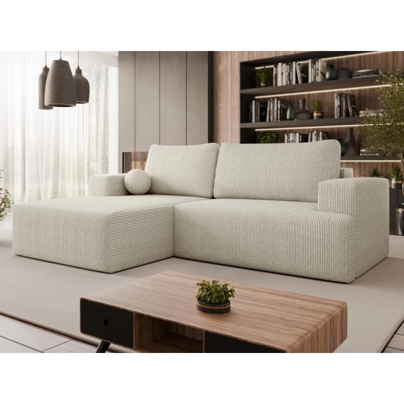 Rohová rozkládací sedačka ILUDIA - špinavá bílá, levý roh