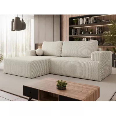 Rohová rozkládací sedačka ILUDIA - špinavá bílá, levý roh