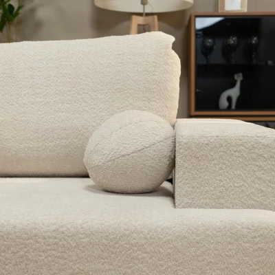 Rohová rozkládací sedačka ILUDIA - špinavá bílá, pravý roh