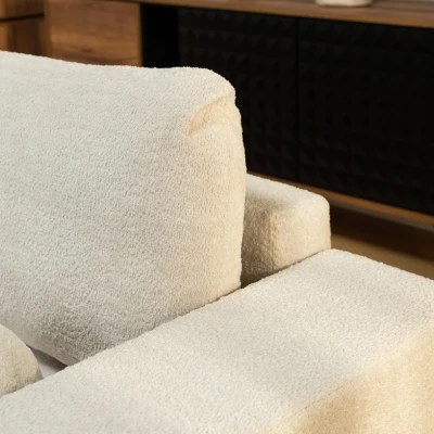 Rohová rozkládací sedačka ILUDIA - špinavá bílá, pravý roh