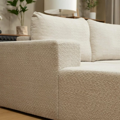 Rohová rozkládací sedačka ILUDIA - špinavá bílá, levý roh