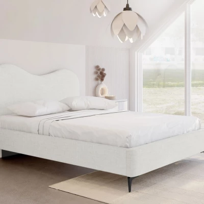 Čalouněná manželská postel 180x200 LUCIAMA - světlá béžová