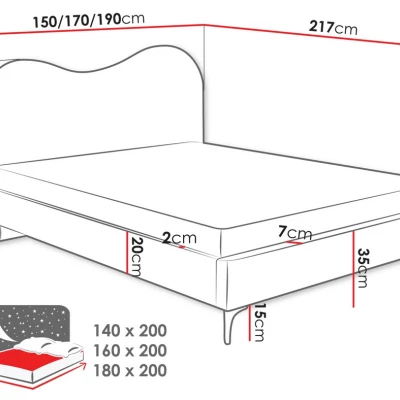 Čalouněná manželská postel 180x200 LUCIAMA - světlá béžová