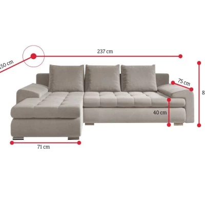 Rozkládací sedací souprava BIBIANA 2 - modrá, pravý roh