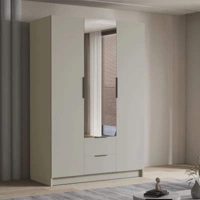 Vysoká šatní skříň 150 cm se zrcadlem MARILA - kašmír / černá