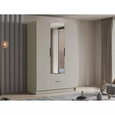 Vysoká šatní skříň 150 cm se zrcadlem MARILA - kašmír / černá