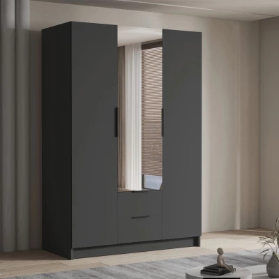 Vysoká šatní skříň 150 cm se zrcadlem MARILA - černá