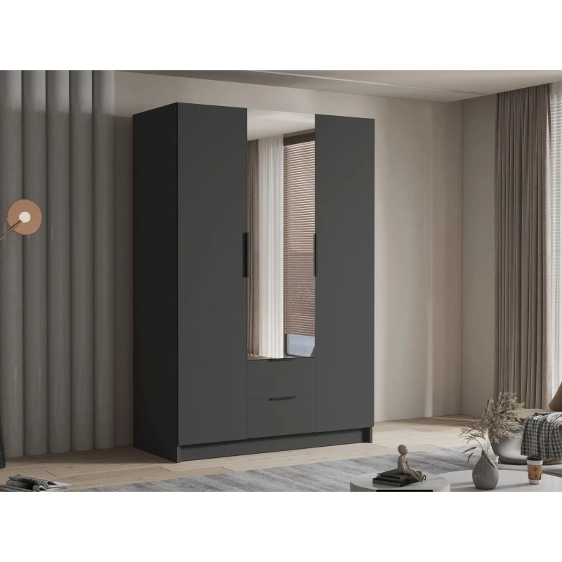 Vysoká šatní skříň 150 cm se zrcadlem MARILA - černá