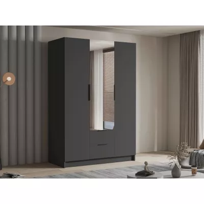 Vysoká šatní skříň 150 cm se zrcadlem MARILA - černá