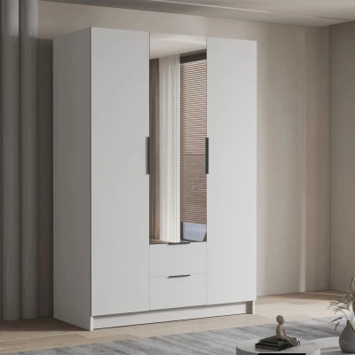 Vysoká šatní skříň 150 cm se zrcadlem MARILA - bílá / černá