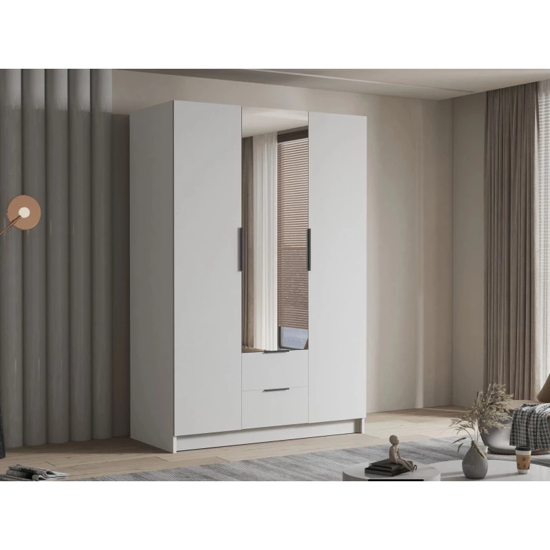 Vysoká šatní skříň 150 cm se zrcadlem MARILA - bílá / černá