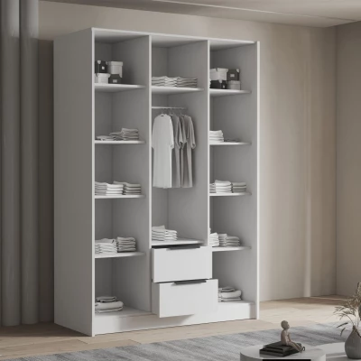 Vysoká šatní skříň 150 cm se zrcadlem MARILA - kašmír / černá