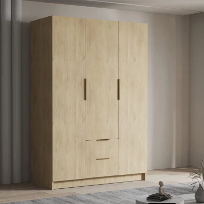 Vysoká šatní skříň 150 cm MARILA - dub cremona / zlatá