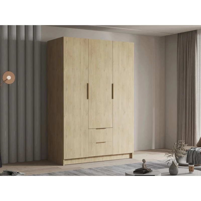 Vysoká šatní skříň 150 cm MARILA - dub cremona / zlatá