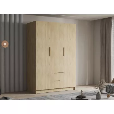 Vysoká šatní skříň 150 cm MARILA - dub cremona / zlatá
