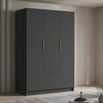 Vysoká šatní skříň 150 cm MARILA - černá / zlatá