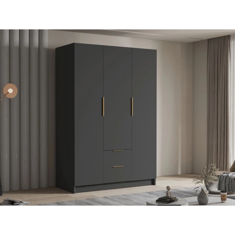 Vysoká šatní skříň 150 cm MARILA - černá / zlatá