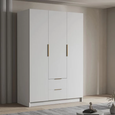 Vysoká šatní skříň 150 cm MARILA - bílá / zlatá