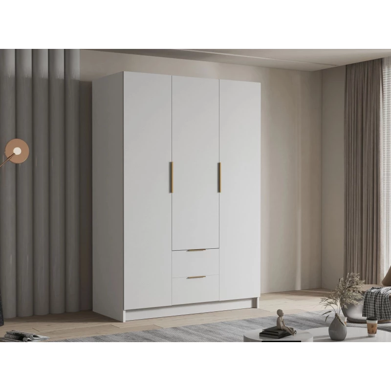 Vysoká šatní skříň 150 cm MARILA - bílá / zlatá