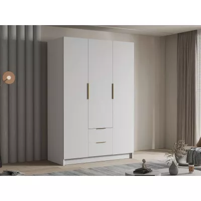 Vysoká šatní skříň 150 cm MARILA - bílá / zlatá