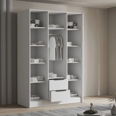 Vysoká šatní skříň 150 cm MARILA - bílá / zlatá