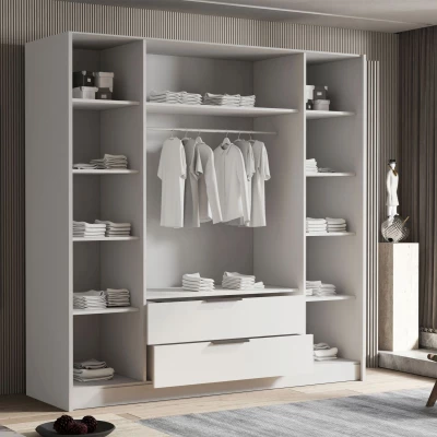 Velká šatní skříň 200 cm se zrcadlem BETILA - dub cremona / černá