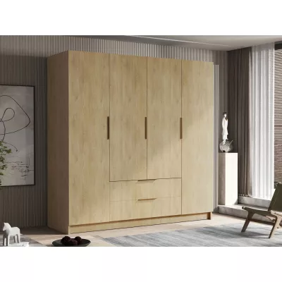 Velká šatní skříň 200 cm BETILA - dub cremona / zlatá