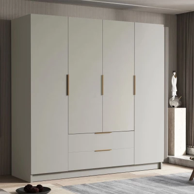 Velká šatní skříň 200 cm BETILA - kašmír / zlatá