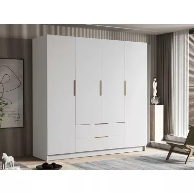 Velká šatní skříň 200 cm BETILA - bílá / zlatá