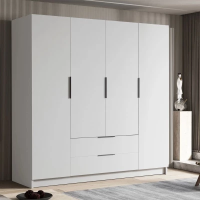 Velká šatní skříň 200 cm BETILA - bílá / černá