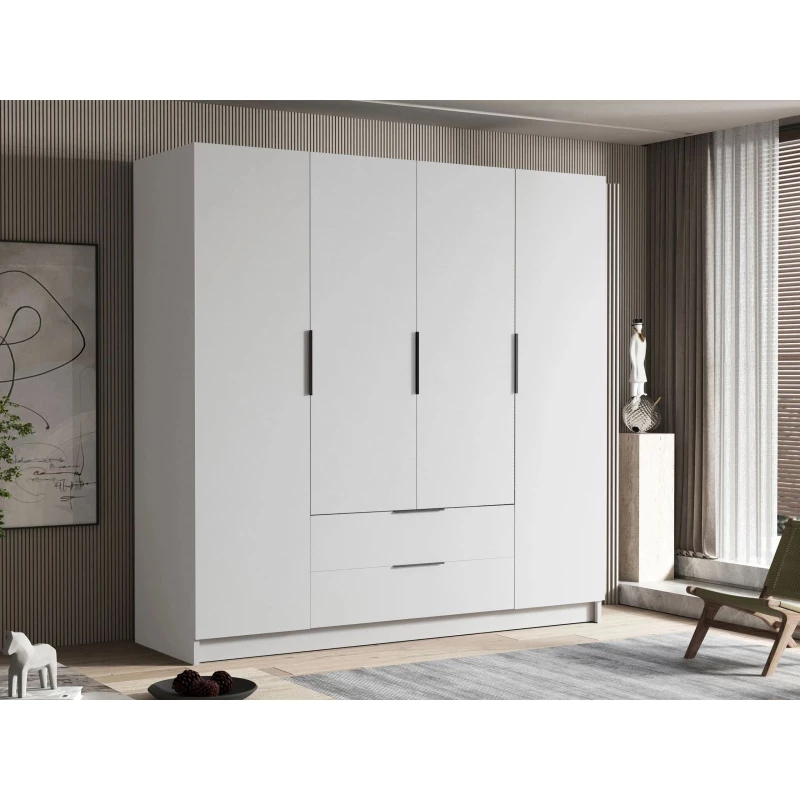 Velká šatní skříň 200 cm BETILA - bílá / černá