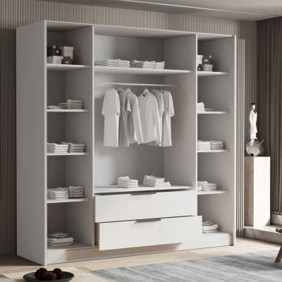 Velká šatní skříň 200 cm BETILA - kašmír / zlatá