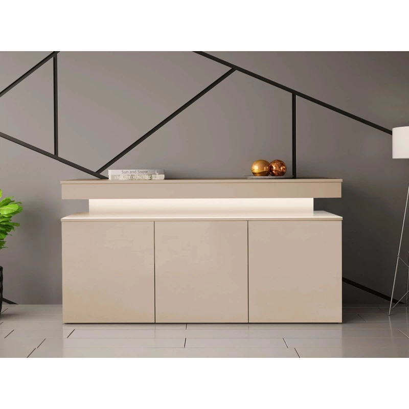 Moderní komoda s dvířky HYDA - písková béžová + LED osvětlení ZDARMA