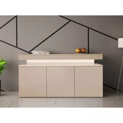 Moderní komoda s dvířky HYDA - písková béžová + LED osvětlení ZDARMA
