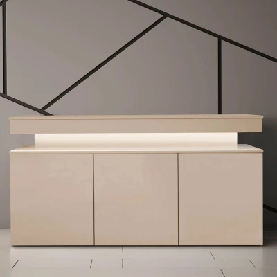 Moderní komoda s dvířky HYDA - písková béžová + LED osvětlení ZDARMA