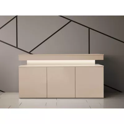 Moderní komoda s dvířky HYDA - písková béžová + LED osvětlení ZDARMA