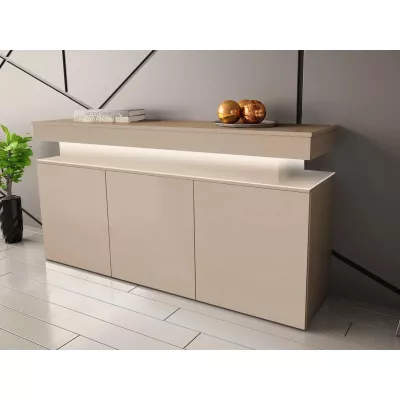 Moderní komoda s dvířky HYDA - písková béžová + LED osvětlení ZDARMA