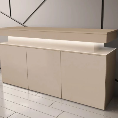 Moderní komoda s dvířky HYDA - písková béžová + LED osvětlení ZDARMA
